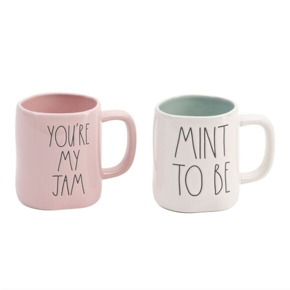 NIB RAE DUNN set of 2 " You're my Jam " & " Mint to be " mugs cups - Picture 1 of 10